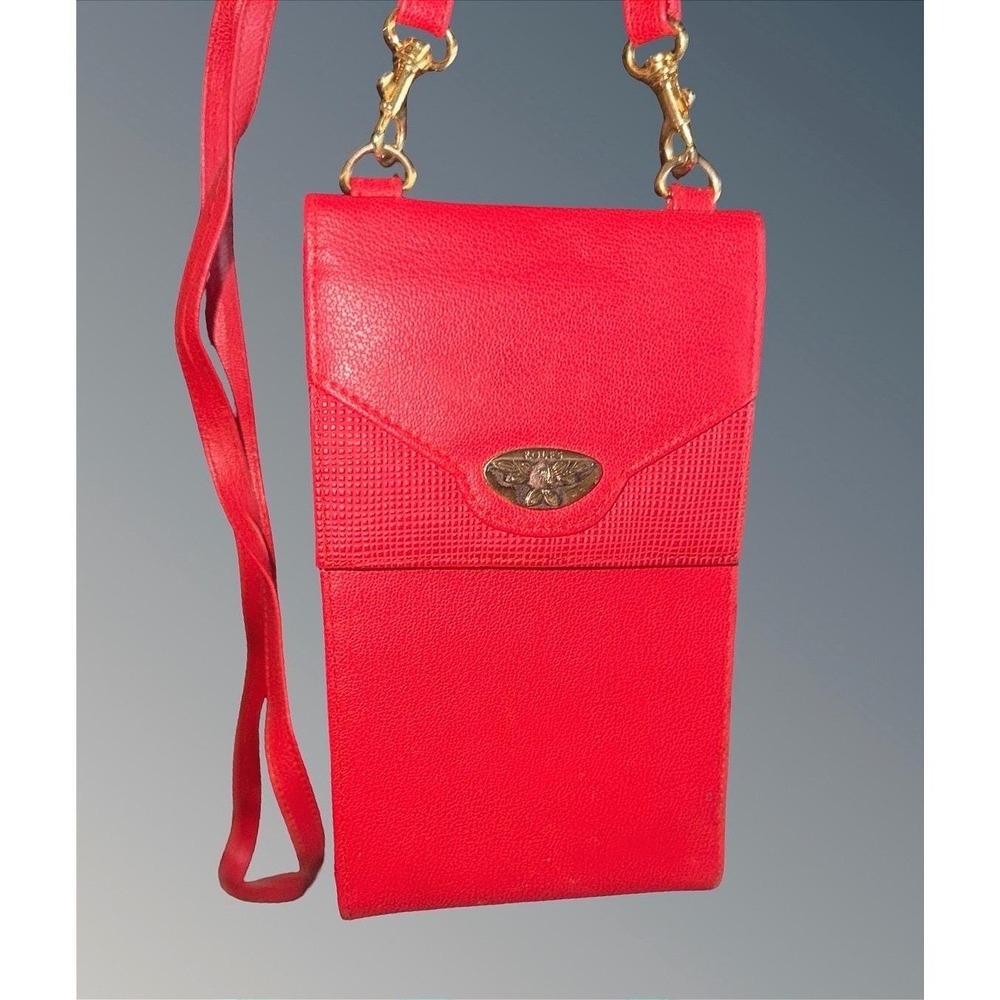 Rolfs Vintage Red Pebbled Leather Crossbody Phone Wallet Organizer Bag Small